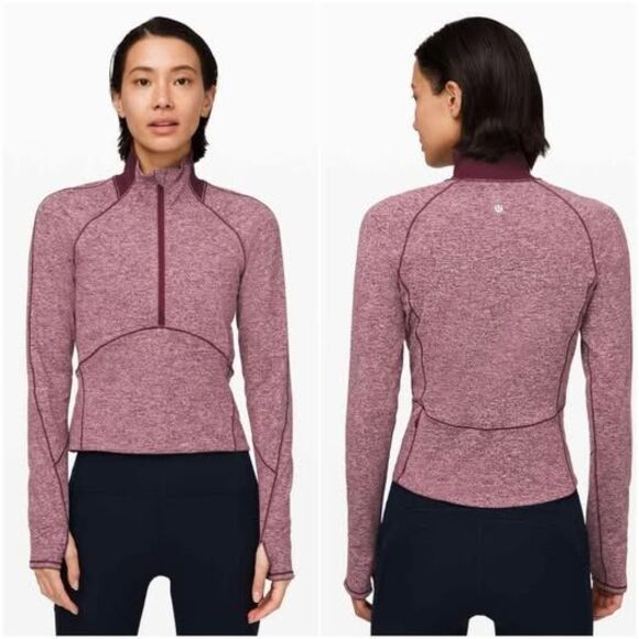 Lululemon Half Zip Pullover Heathered Garnet Size 8 - Picture 1 of 7